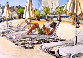 McKenzie beach – watercolour by Peter Gulian